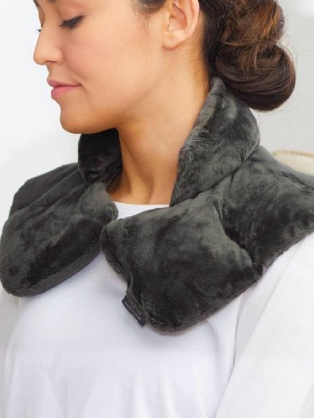 Plush Neck & Shoulder Wrap in Dark Gray